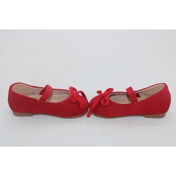 Sweet Honey Red Ballet Flats Suede Bow Toe Sz 4 Infant Shoes - Picture 6 of 10